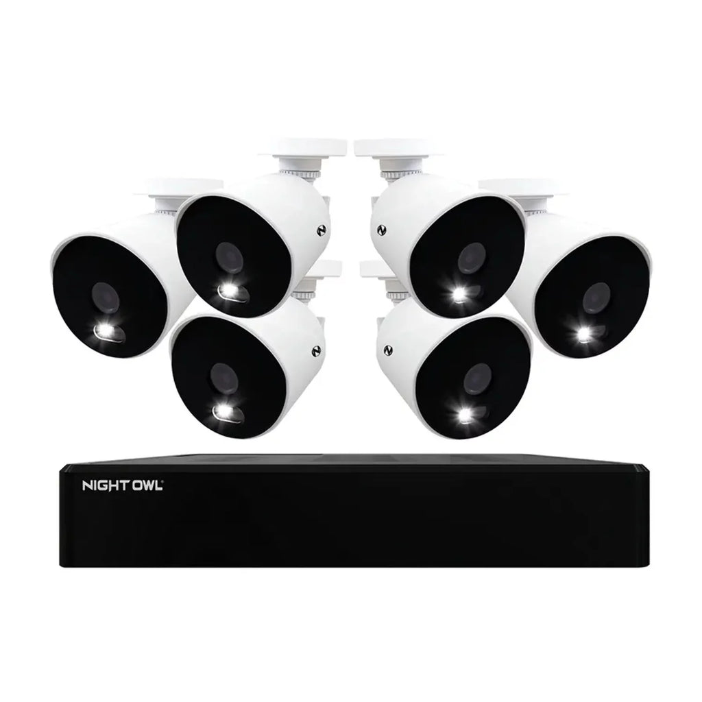 Night Owl Refurbished 12 Channel 4K DVR with 1TB Hard Drive and 6 Wired 4K Spotlight Cameras