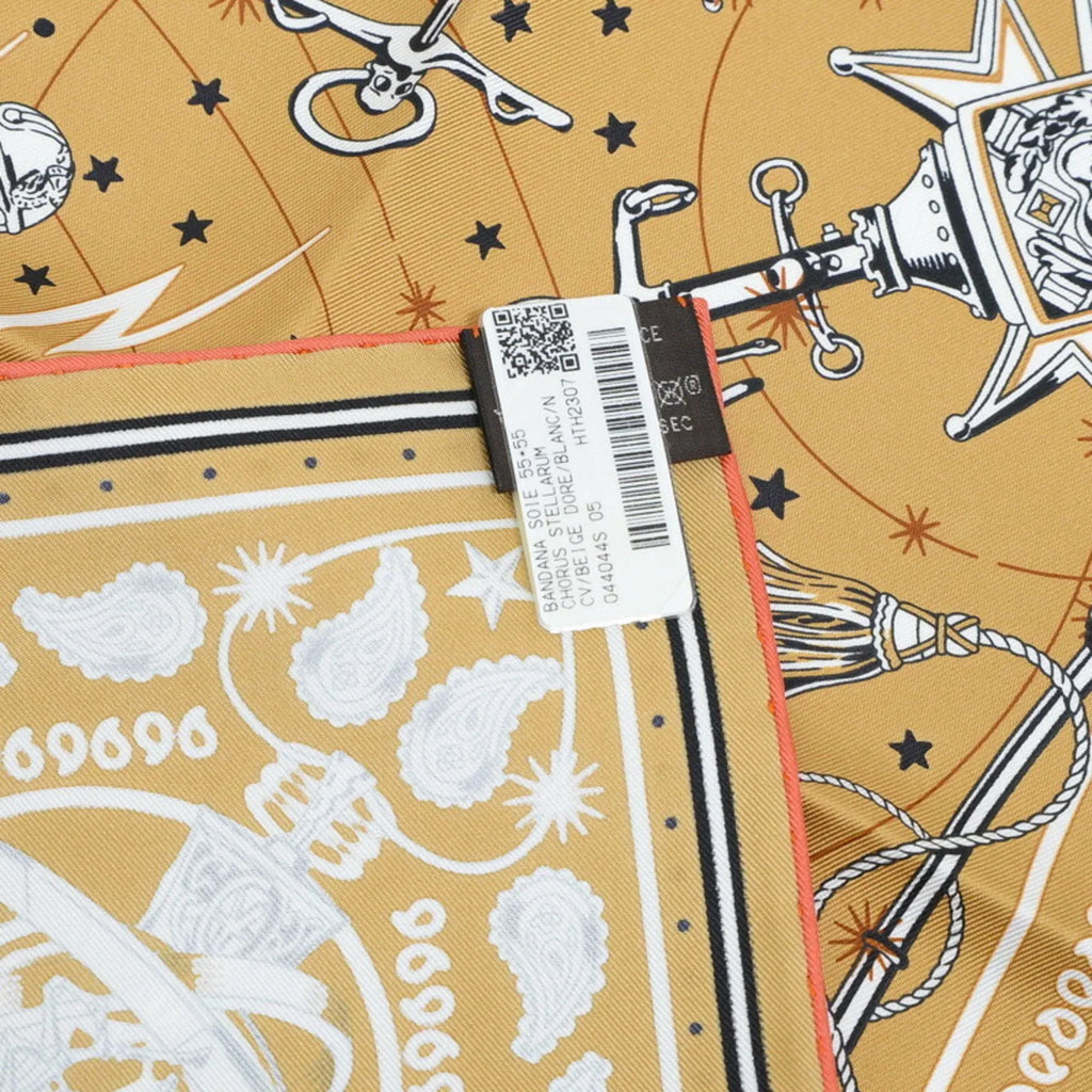 Pre-Owned Hermes Carre 55 Bandana CHORUS STELLARUM 100% Silk (Like New)