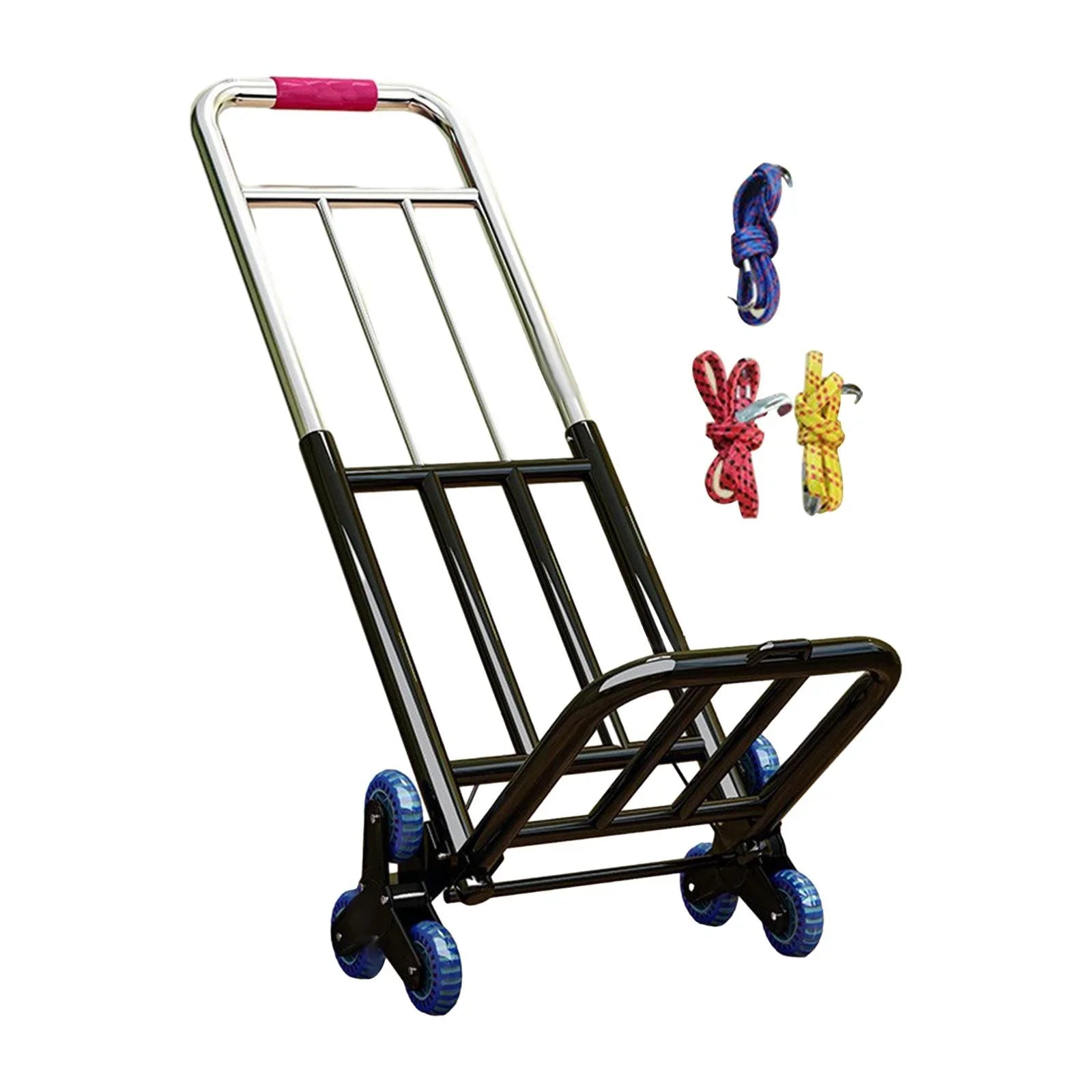 Foldable Hand Trolley Adjustable Handle Portable Adjustable Luggage Handcart for 28mm Diameter