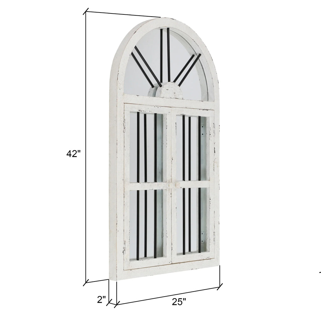 Arched Window Wall Mirror Cottage Chic White 42" x 25" by Aspire