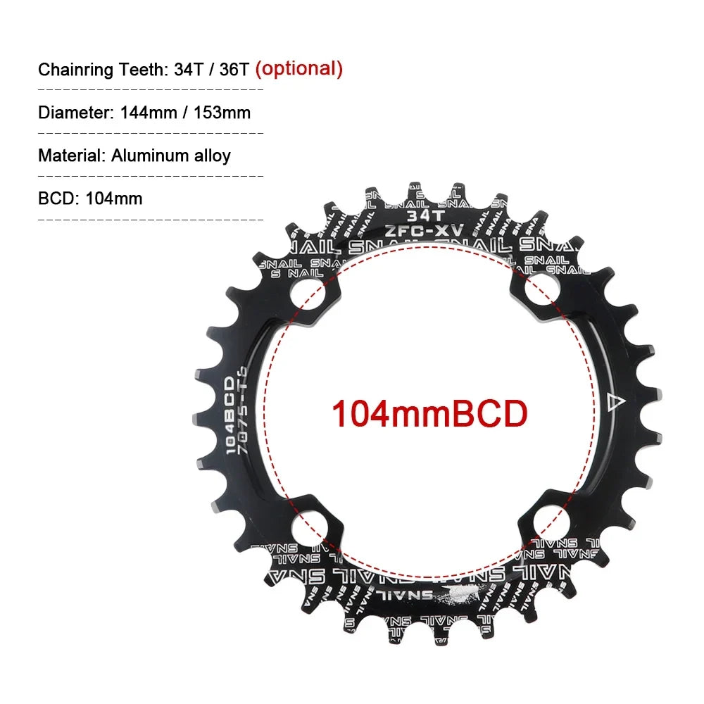 MEROCA Bike Crankset, 170MM 104 BCD Aluminum Alloy - Single Crank Ring Set for 8/9/10/11 Speed - Optimal for Mountain Biking Enthusiasts