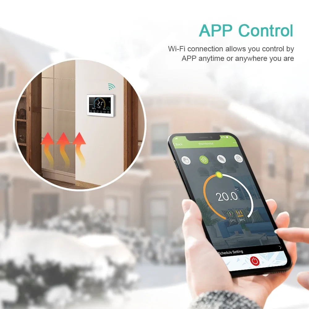 95-240V Smart Programmable 5+1+1 Six Periods Voice APP Control Backlight LCD / Gas Boiler Heating Thermoregulator with Index Humidity Display Lock Function Fitting with Echo Home Tma