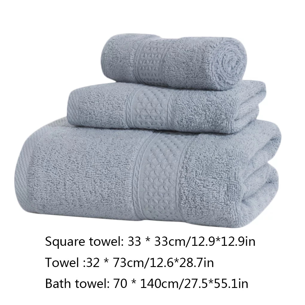 3 Pcs/set Home Hotel Cotton Towel Hands Face Body Water Sweat Absorption Cleaning Drying Towel, Medium Grey