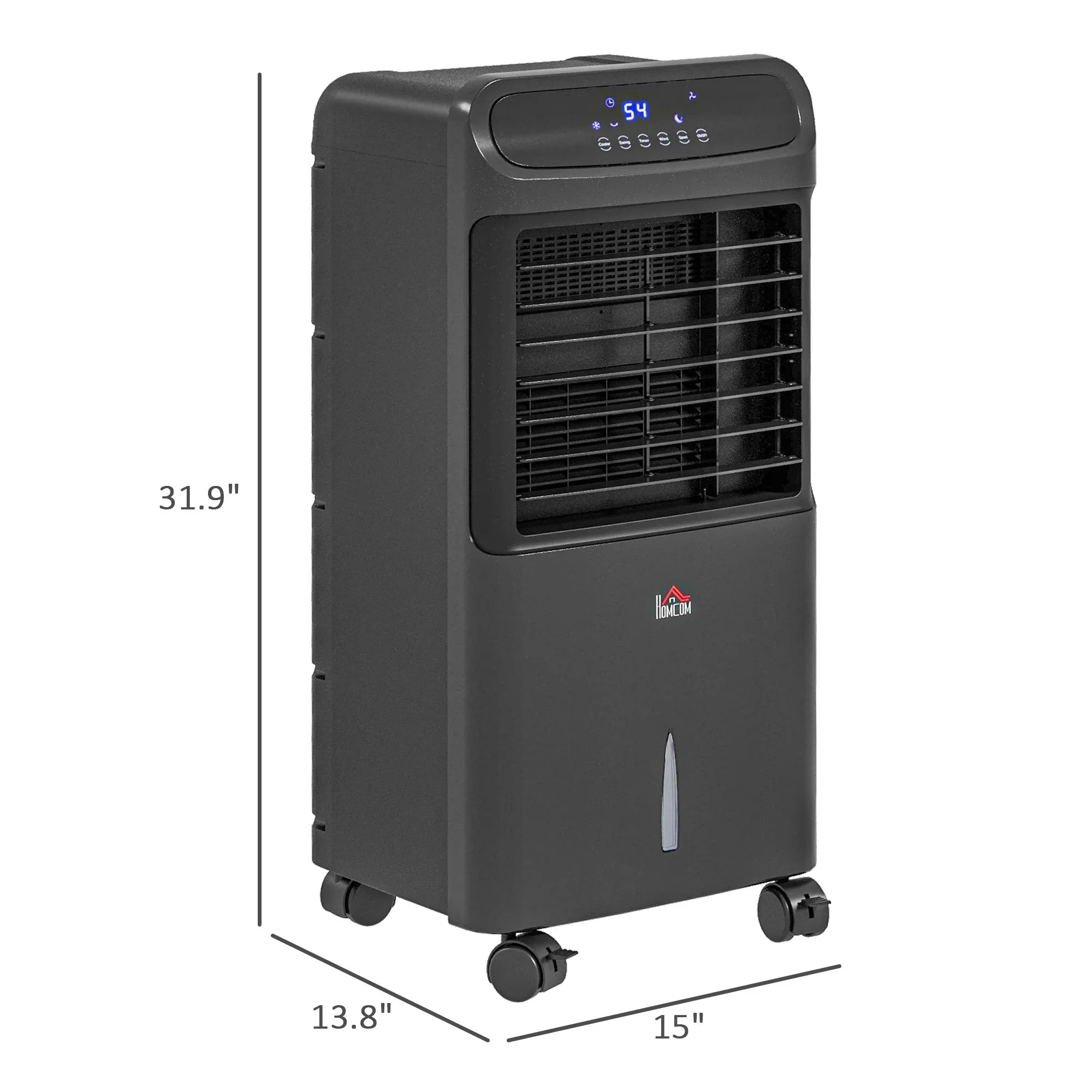 HOMCOM 3-In-1 Mobile Evaporative Air Cooler with Remote Oscillating Black