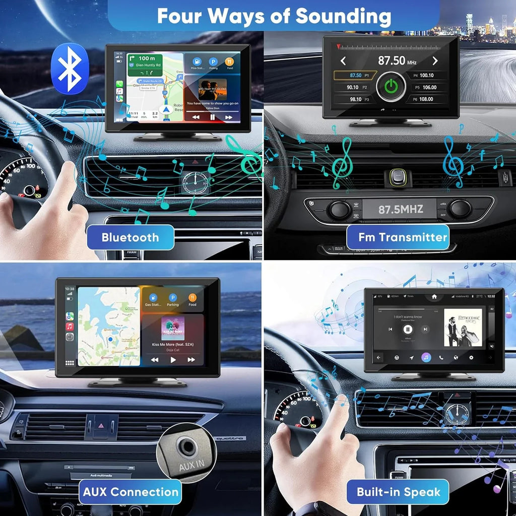 THONZER Portable Wireless Carplay Car Stereo with 2.5K Dash Cam - 9" HD IPS Screen, Android Auto, 1080p Backup Camera, Loop Recording, Bluetooth, GPS Navigation Head Unit, Car Radio Receiver