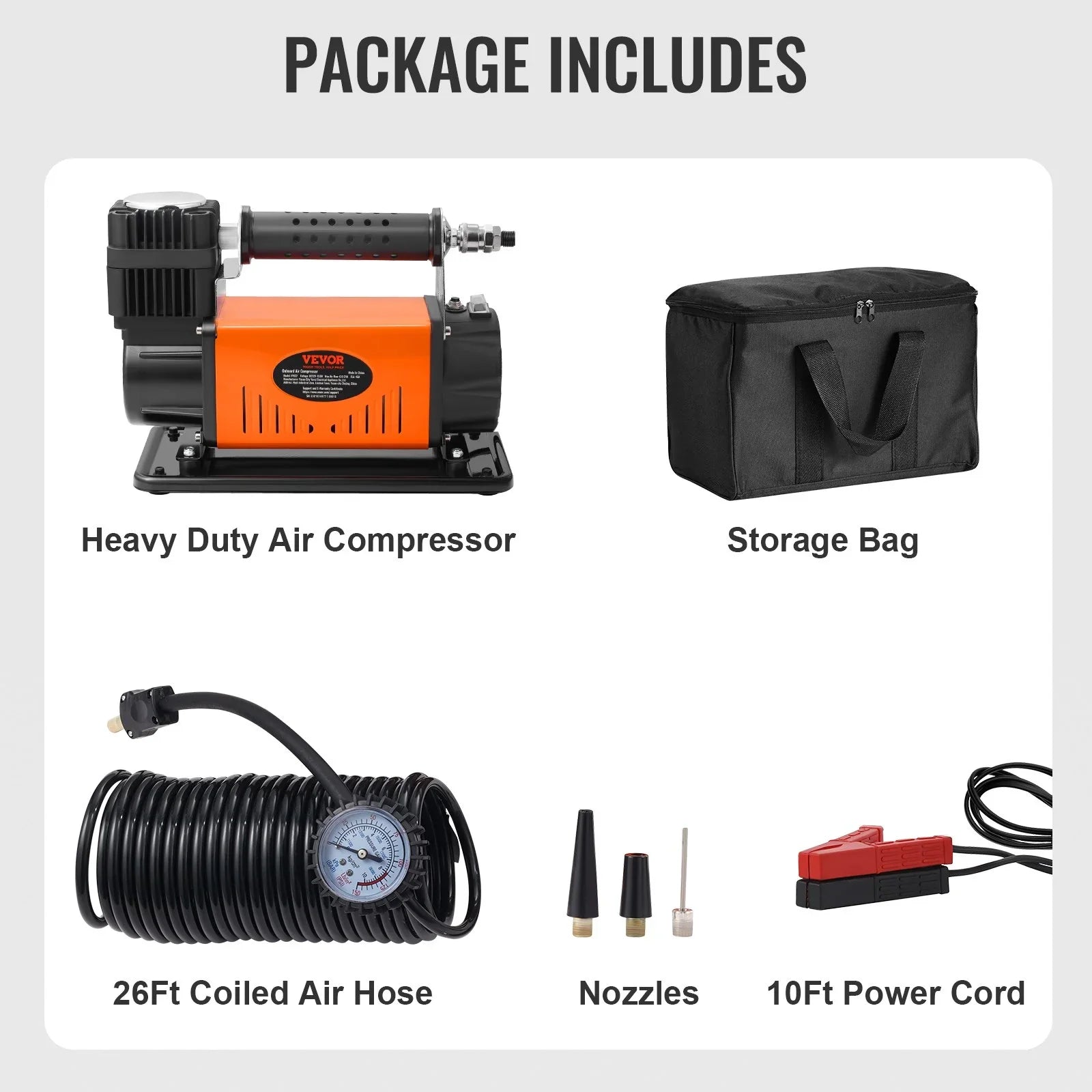 VEVOR On-Board 12V Air Compressor, High Performance Universal, 150PSI 6CFM