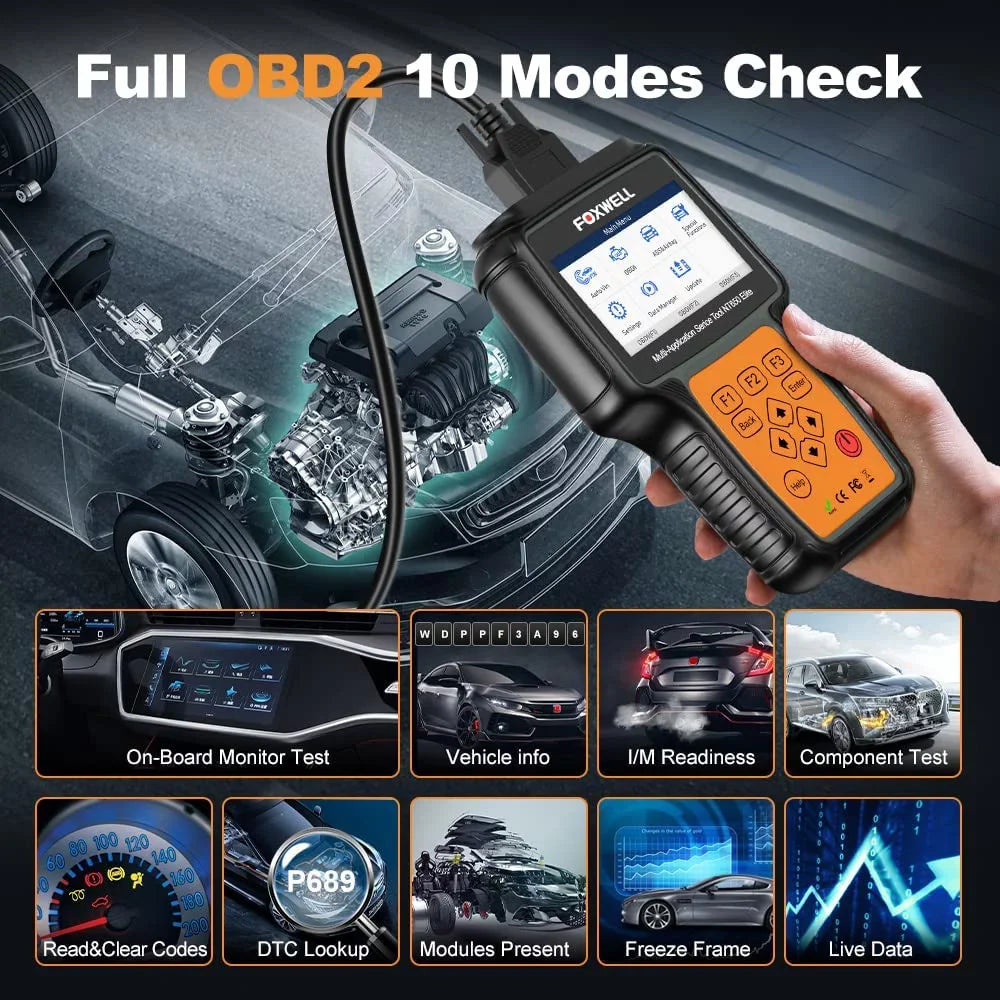 Foxwell NT650 Elite Car OBD2 Scanner ABS SRS Engine Code Reader ABS Bleeding EPB TPS Battery Oil Light Reset SAS Calibration 26 Maintenance Reset Services Automotive Diagnostic Tool