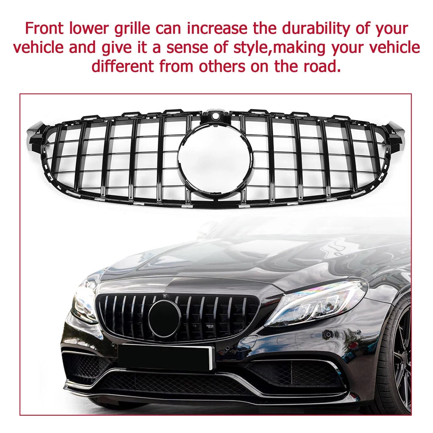 Kojem Front Bumper Grille for 2015 2016 2017 2018 Mercedes Benz W205 C63 AMG S Black Painted for Both with Or without Camera Model Coating