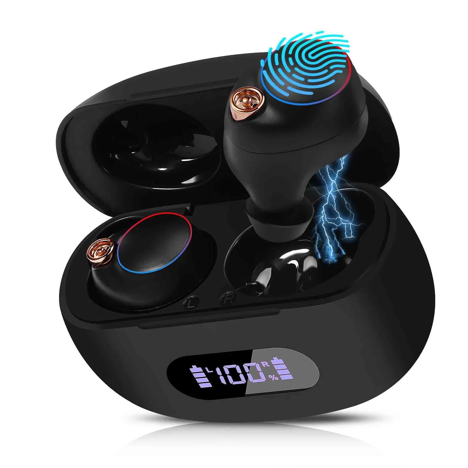 UrbanX True Wireless Bluetooth Earbuds + Charging Case, Black, Dual Connect, IPX5 Water Resistance, Bluetooth 5.2 Connection, Balanced, Bass Boost Matching with Lenovo Tab M10