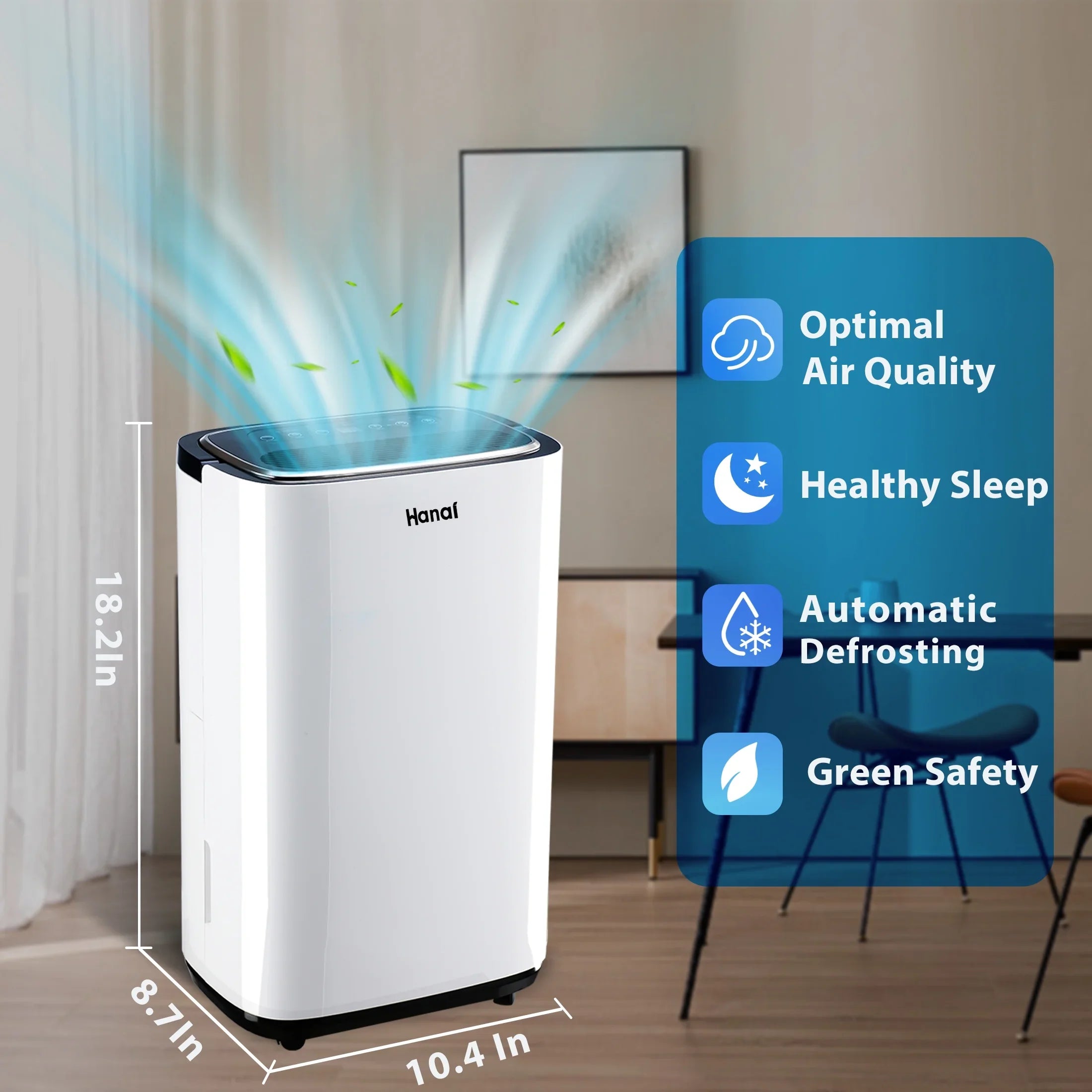 WANAI 22 Pints Dehumidifier,1500 Sq.Ft,Protable Dehumidifier for Basement and Home with Drain Hose,Max Moisture Removal 30 Pints (95 "F, 95% RH),White