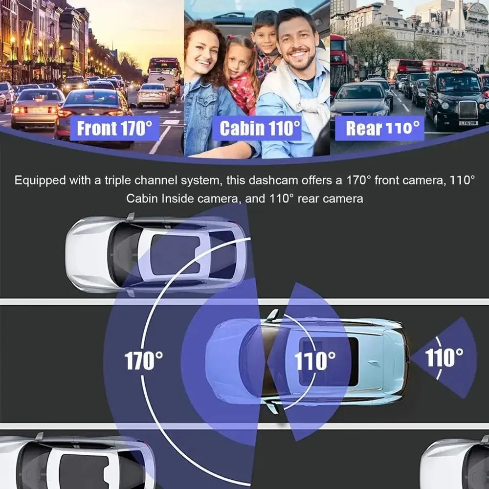 Dcenta Dash Cam Parking Clear Car Rearview Mirror Car Video Recording Camcorder Wide Angle Car Camera Recorder WIFI Interconnection Auto Safety Driving Recorder