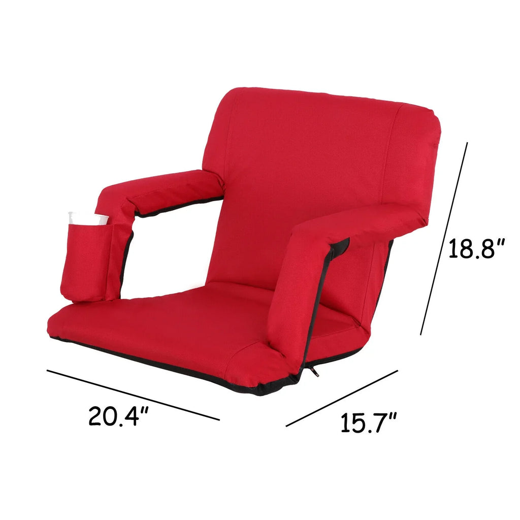 ZENSTYLE Strong Stadium Seat with Cup Holder 7 Tiltable Positions - Red