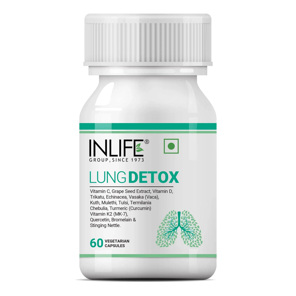 Inlife Lung Detox Supplement, With Stinging Nettle, Echinacea, Quercetin, Mulethi, Curcumin, Bromelain, Supports Healthy Lungs - 60 Veg Capsules (Pack Of 1, 60)