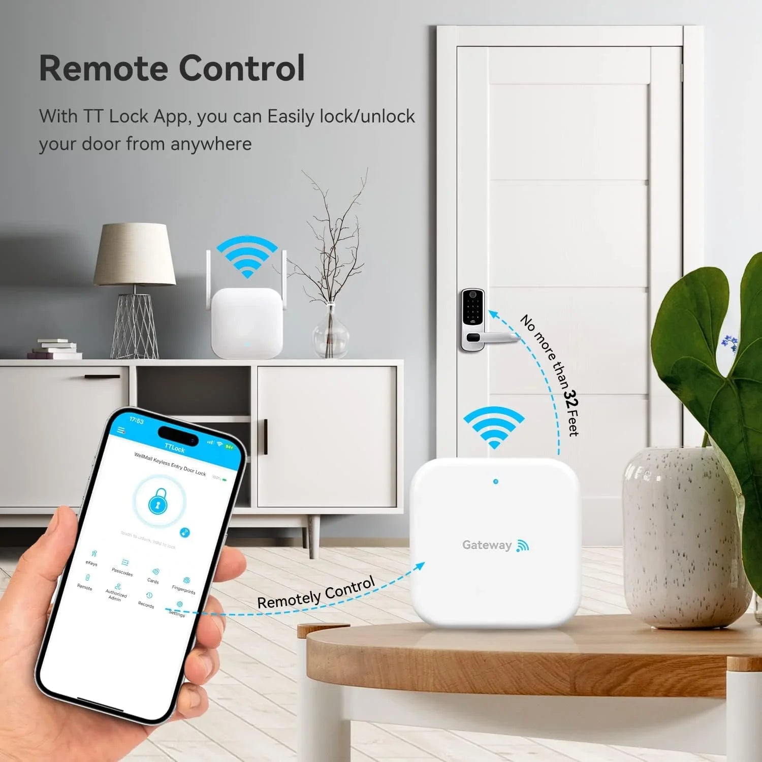 G2 Gateway for Keyless Entry Door Lock, Fingerprint Scanning, White