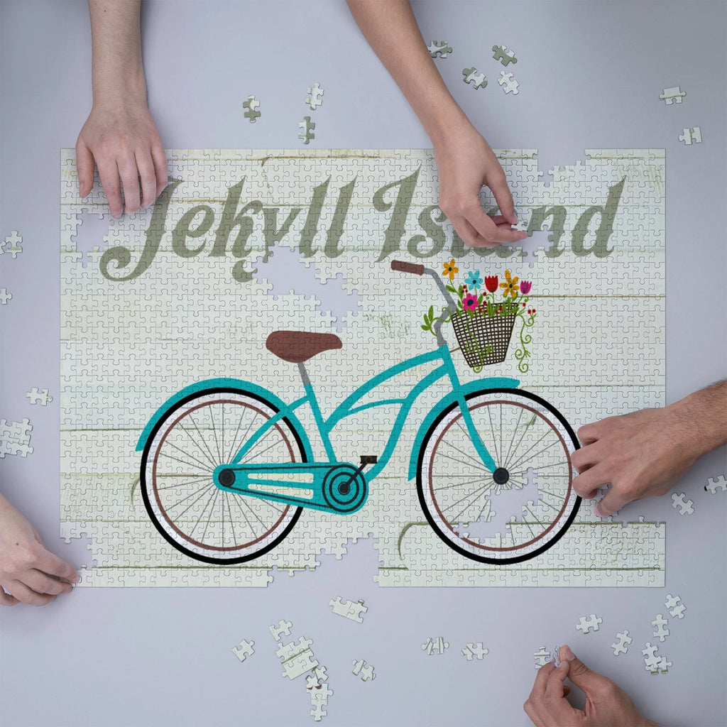 Jekyll Island, Georgia, Beach Cruiser and Basket (1000 Piece Puzzle, Size 19x27, Challenging Jigsaw Puzzle for Adults and Family, Made in USA)