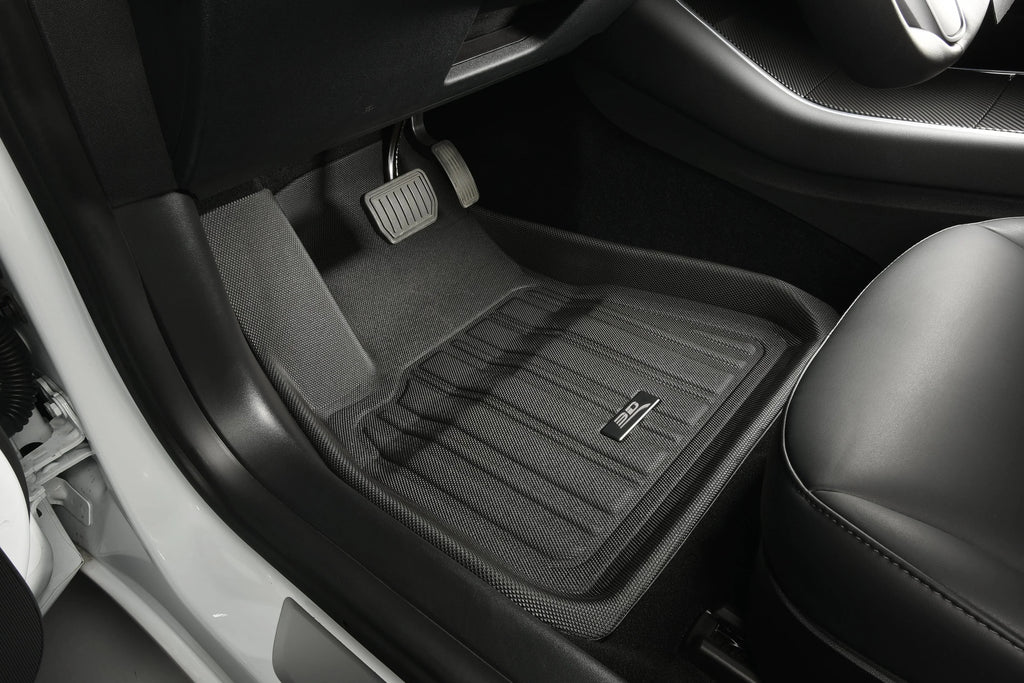 3D Maxpider 2022-2024 Fits Genesis GV70 1st & 2nd Row Kagu Carbon Fiber Embossed Pattern Floor Mat Black L1GS01101509