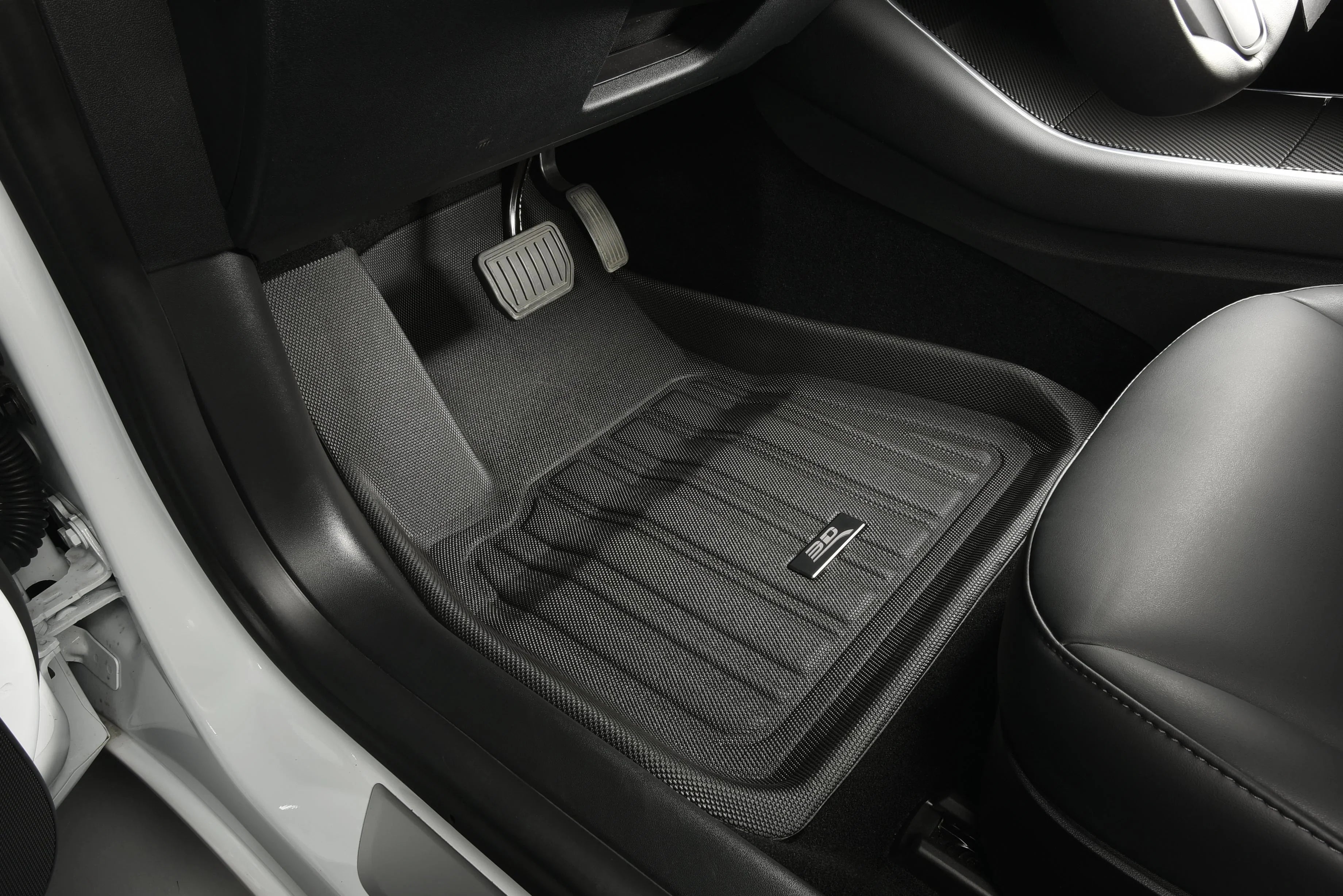 3D Maxpider 2022-2024 Fits Genesis GV70 1st & 2nd Row Kagu Carbon Fiber Embossed Pattern Floor Mat Black L1GS01101509