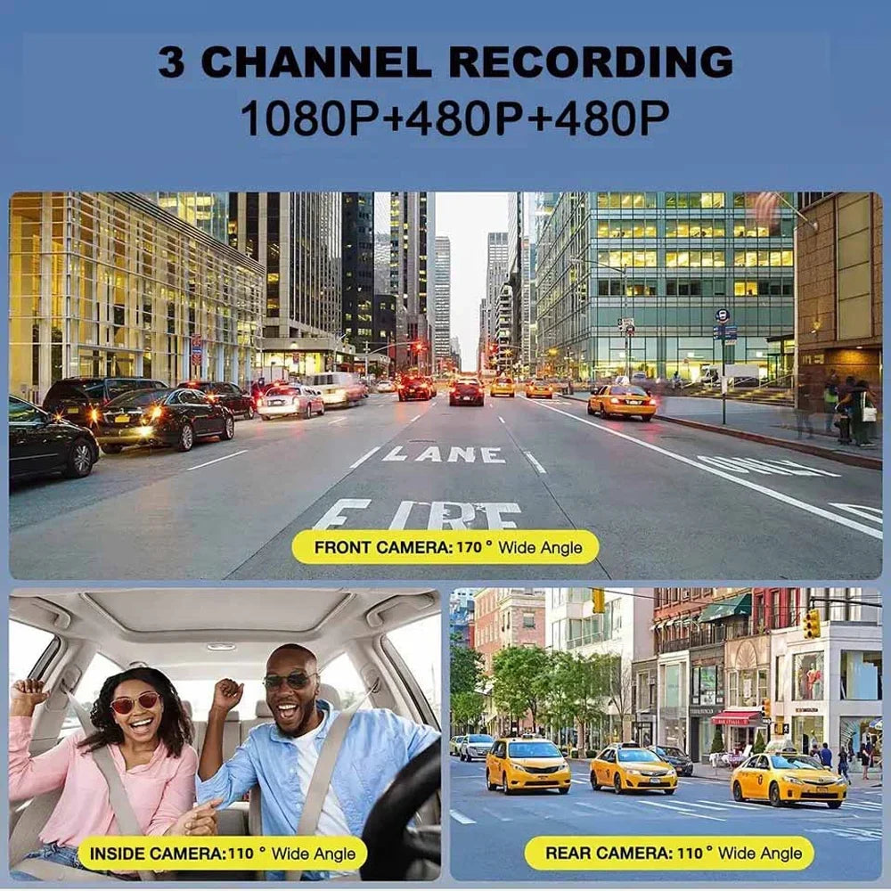 Dcenta Dash Cam Parking Clear Car Rearview Mirror Car Video Recording Camcorder Wide Angle Car Camera Recorder WIFI Interconnection Auto Safety Driving Recorder