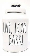 Rae Dunn by Magenta, Unique with Perfect Imperfections. Live, Love, BARK Canister. Ceramic, Beige, Black LL. 9in x 6in x 6in