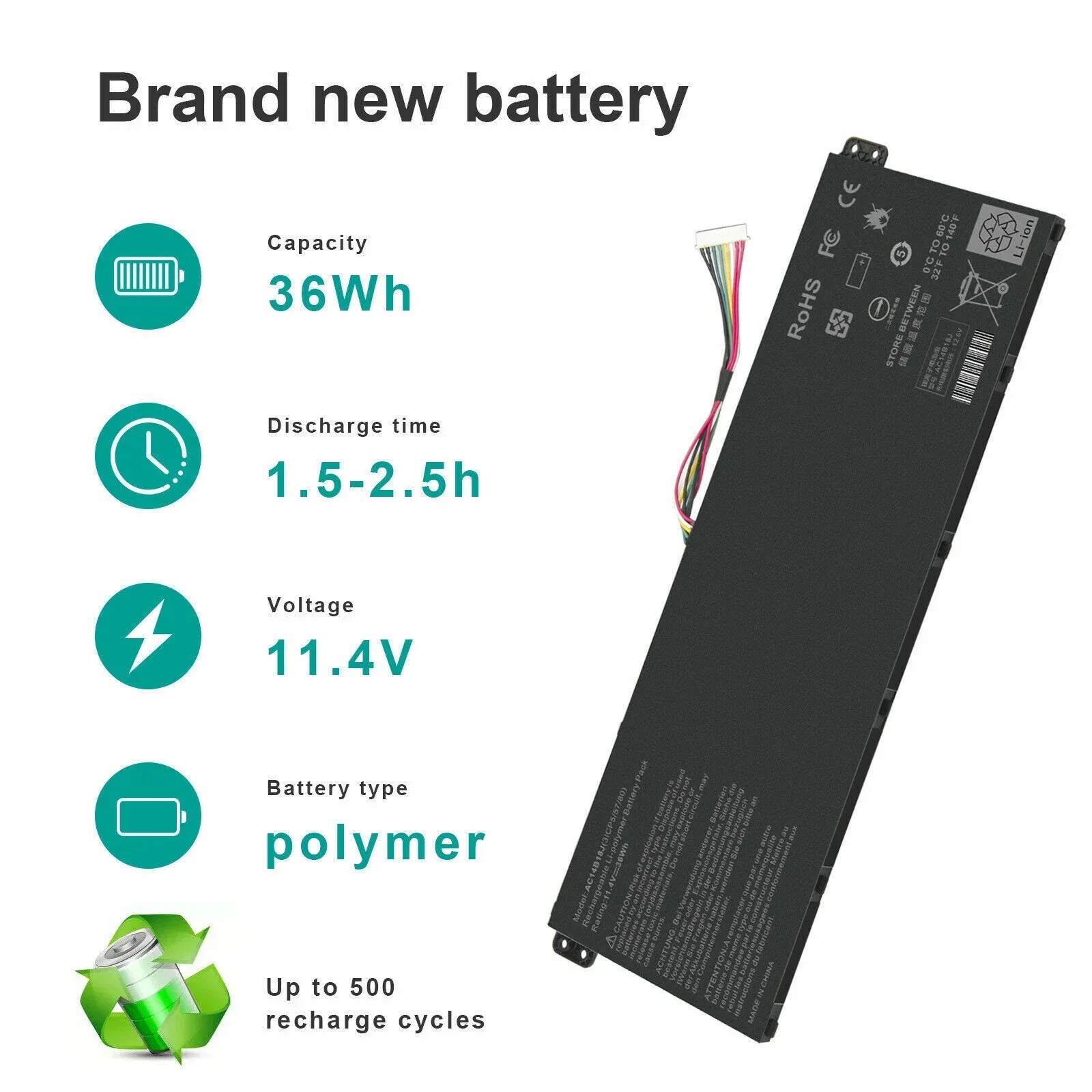 AC14B13J Laptop Battery for Acer Chromebook CB3-531 CB5-571 CB3-111 C810 C910