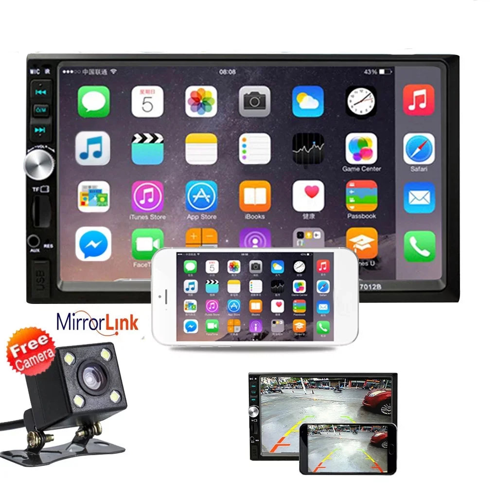 7 Inch Car Stereo Double Din MP5 Player Bluetooth HD Touch Screen Car Stereo Radio With Reverse Camera And Mirror Link Function