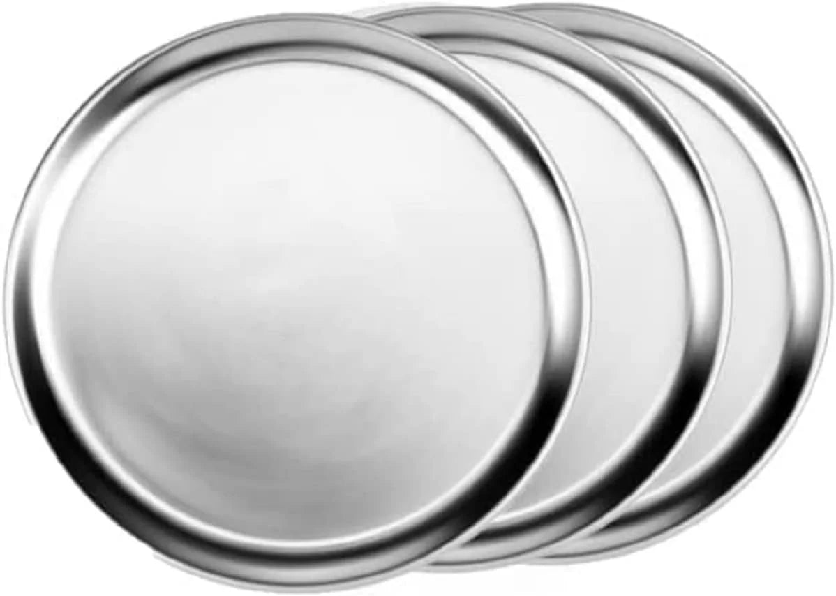 TrueCraftware- Set of 3 Aluminum 9” Pizza Tray Pan Wide Rim- Bakeware Round Pizza Pan Pizza Tray Baking Tray Round Baking Tray for Home Kitchen Pizzeria & Restaurants