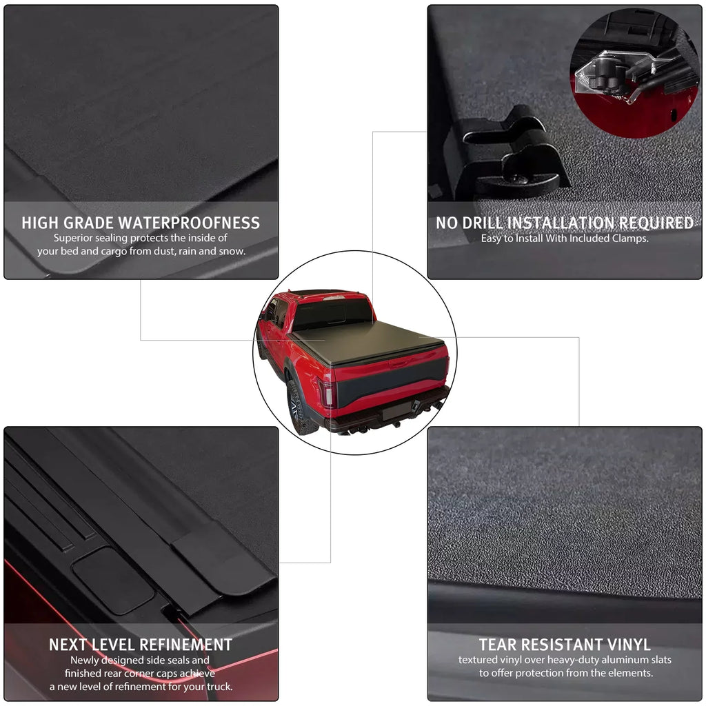 XTWEEX Soft Roll Up Truck Bed Tonneau Shield Fits 2002-2023 Dodge Ram 1500 | 2003-2023 Ram 2500 3500 | 2019+ Ram 1500 Classic Body(Not for New Body) 6.4 FT Bed W/O Rambox