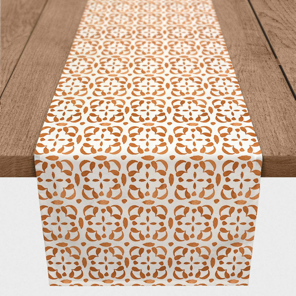 Creative Products Watercolor Tile Pattern Orange 16x72 Poly Twill Table Runner