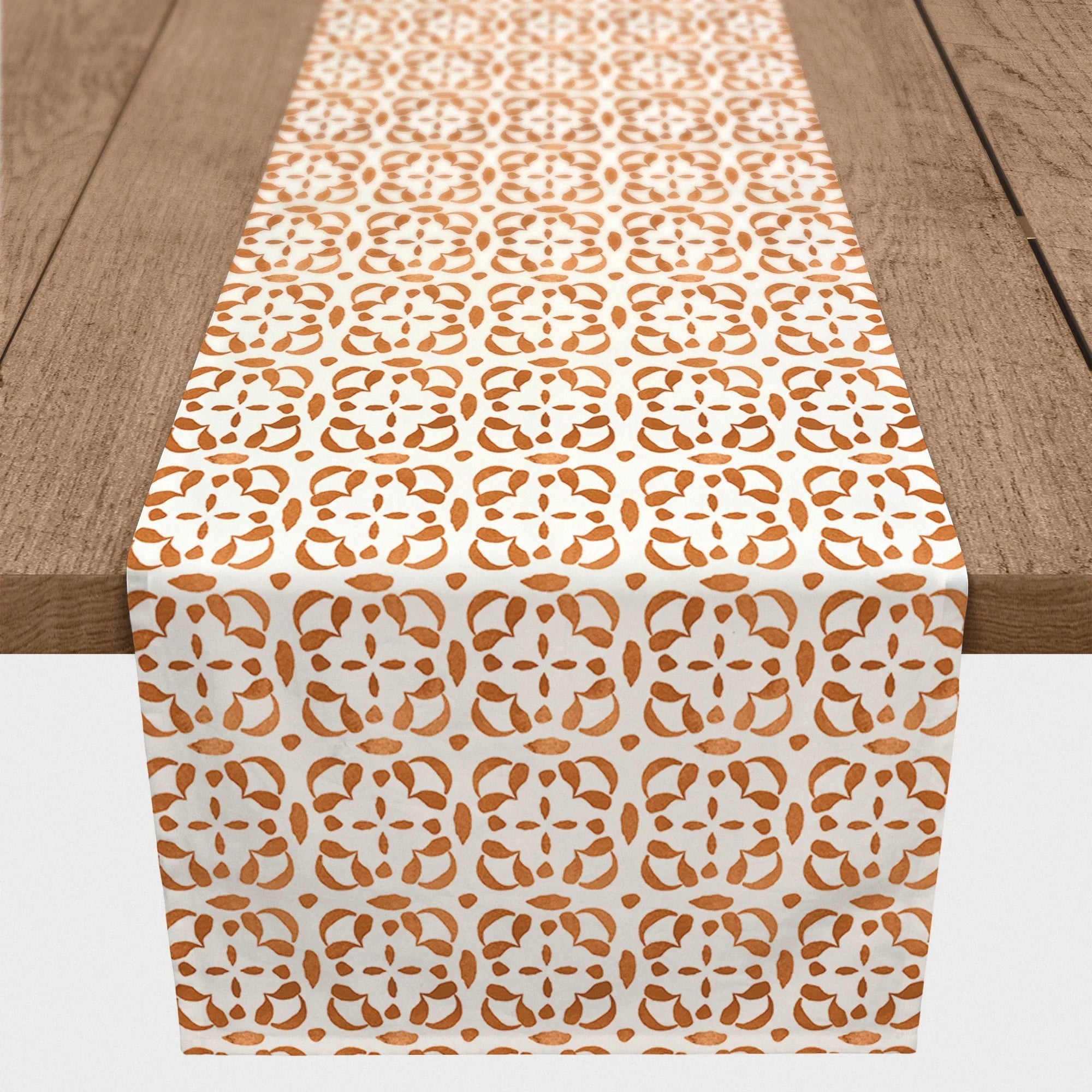 Creative Products Watercolor Tile Pattern Orange 16x72 Poly Twill Table Runner