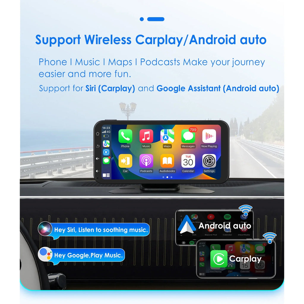 Hizpo GPS Navigation Bluetooth 6.25 Inch Touchscreen 360° Adjustable FM Car Radio Stereo Head Unit Receiver With Apple Carplay Android Auto And Backup Camera