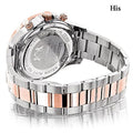 Matching His and Hers Watches: 18k White & Rose Gold Plated Diamond Watch Set Swiss Mvt 1.7ct