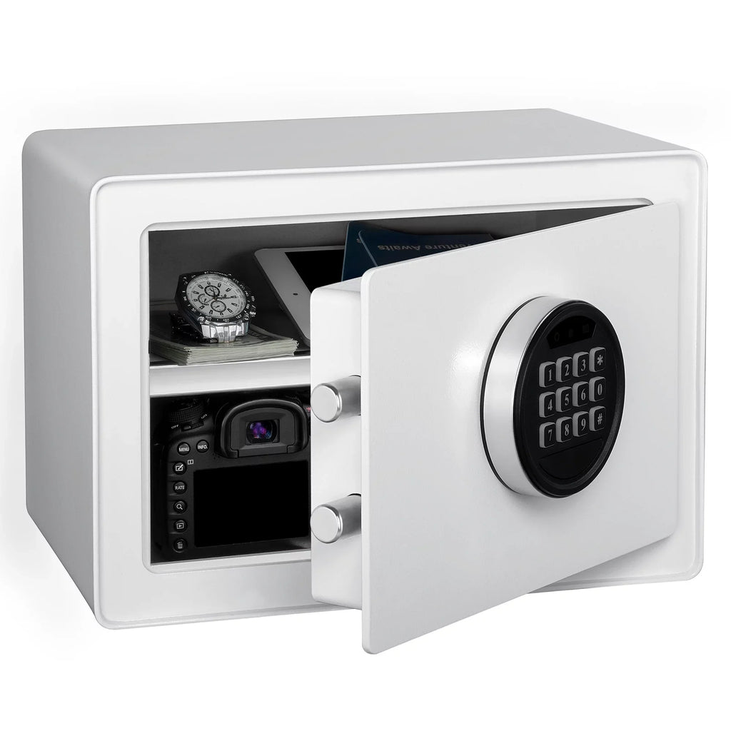Pen + Gear Safes 0.57 CF with Electronic Lock, Backup Key, 1 Shelf, Carpeted Interior, White