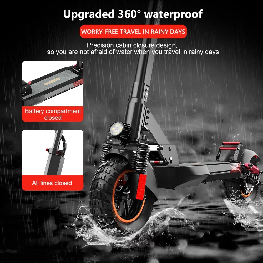 iENYRID Commuter E-Scooter Adult Electric Scooter with Seat, Folding Adult Electric Skateboard up to 330lbs and 28 Miles Long Range, 10 inch Off Road Tires 600W(Peak 800W)