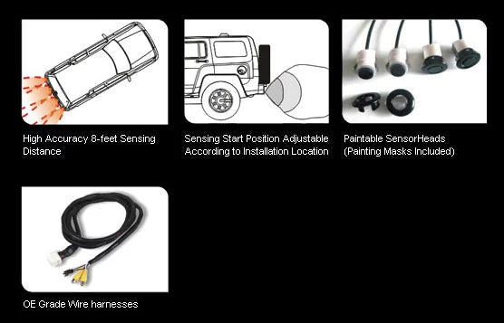 Rydeen BL-412PM Car Parking Backup Sensor System w/ On-Screen Video Capability
