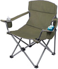 Internet's Best XL Padded Camping Folding Chair - Cooler Bag - Outdoor - Green - Sports - Insulated Cup Holder - Heavy Duty - Carrying Case - Beach - Extra Wide - Quad