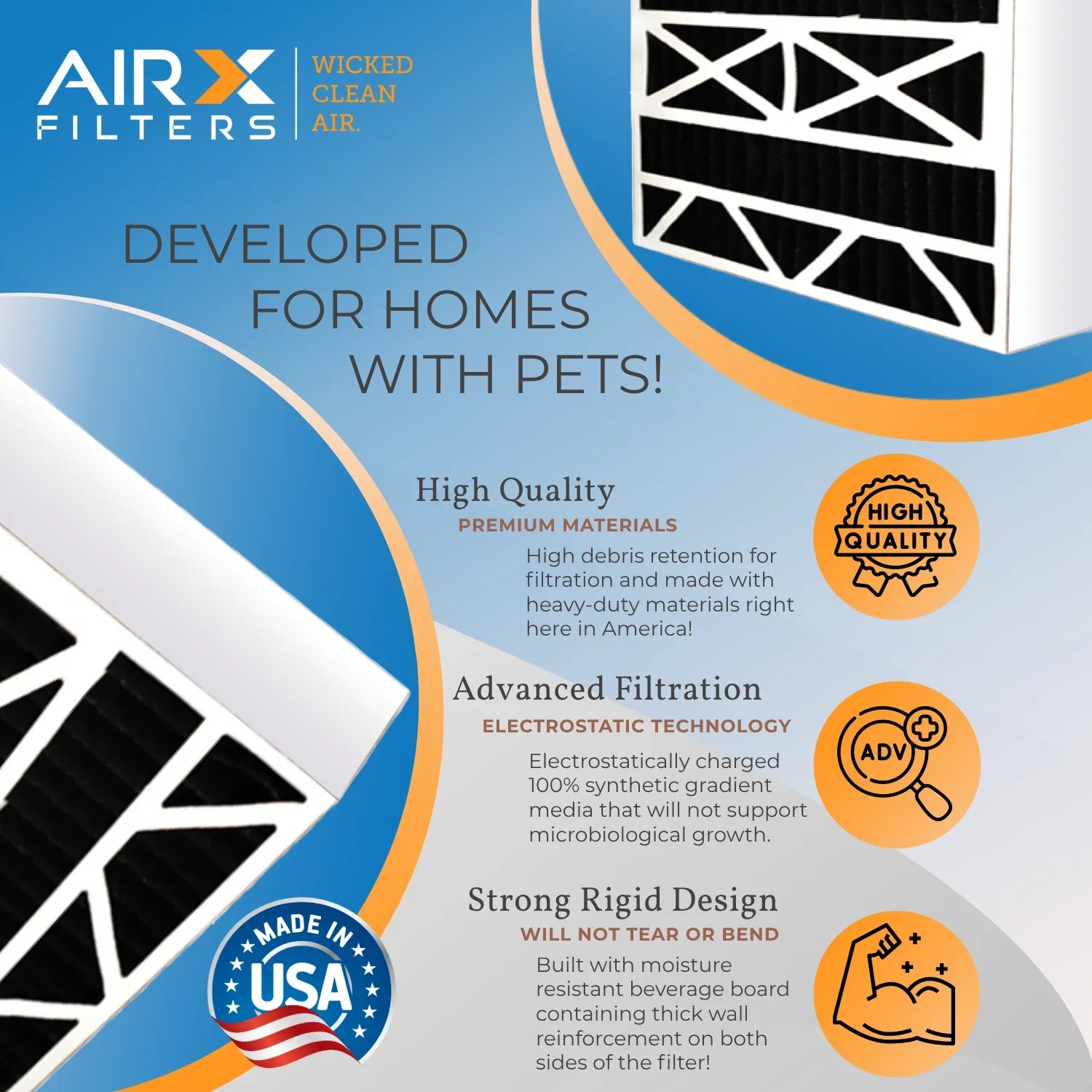 20x25x5 Air Filter Odor Eliminator Carbon Filter MERV 8 Comparable to MPR 700 & FPR 5 Matching with Honeywell FC100A1037 2 Pack by AIRX FILTERS WICKED CLEAN AIR.