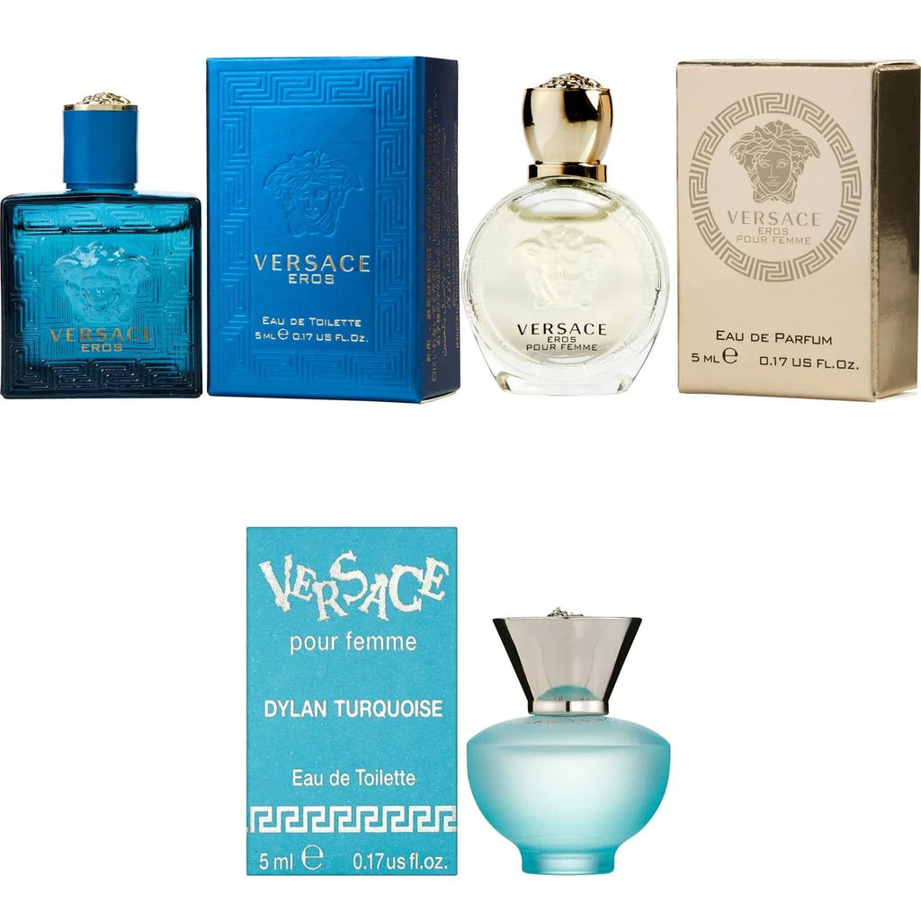 Versace Eros Men EDT, Eros Women EDP, Dylan Turquoise Femme - 5ml 3PK Kit