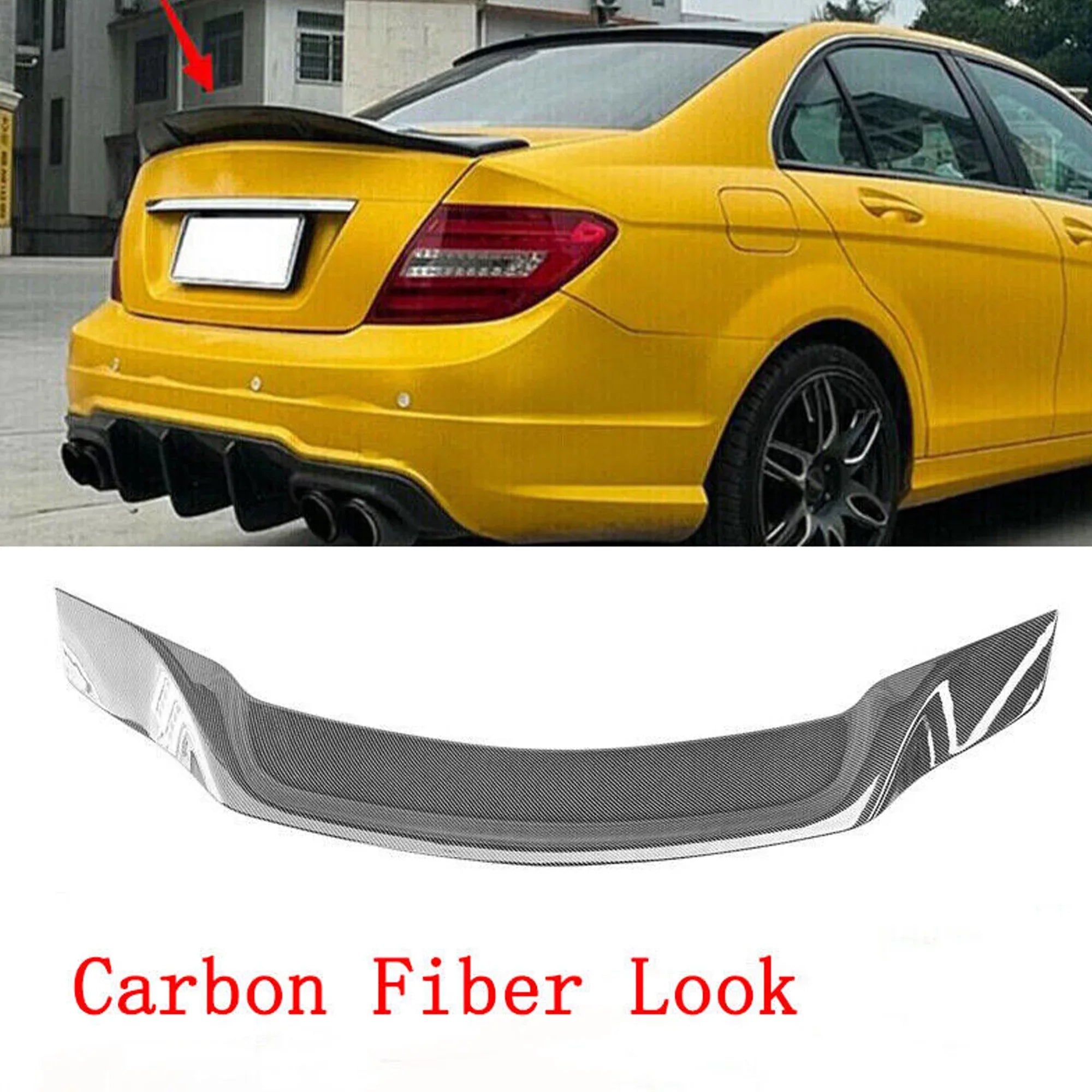 NINTE S for 08-14 Mercedes Benz W204 C250 C300 C63 Rear Trunk Spoiler Wing Carbon Fiber Style
