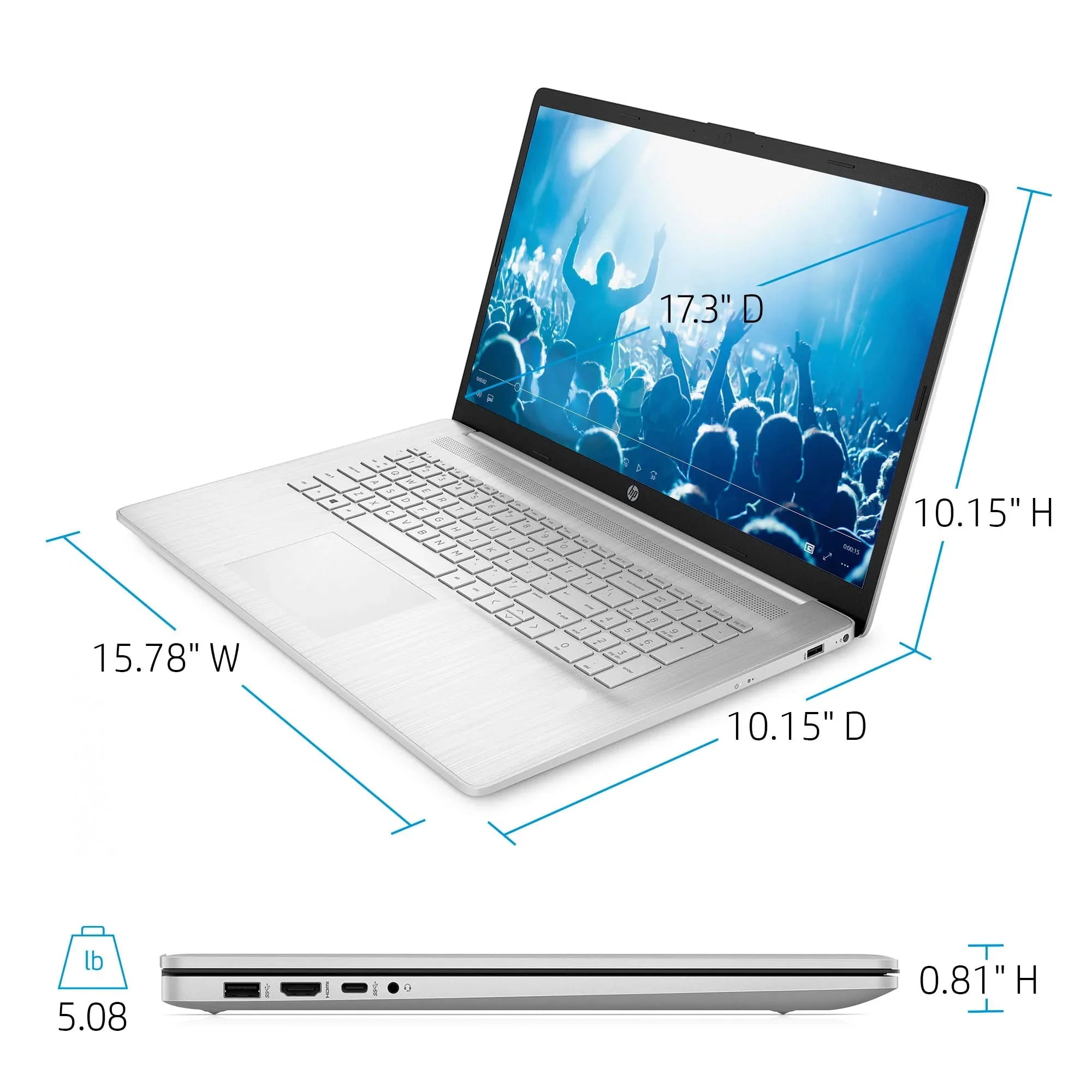 HP High Performance Business Laptop (2022) | 17.3" FHD (1920 x 1080) IPS | 11th i5-1135G7 4- Iris Xe Graphics | 12GB DDR4 | 256GB SSD | Fullsize Keyboard | Windows 10 Pro | TLG 32GB USB