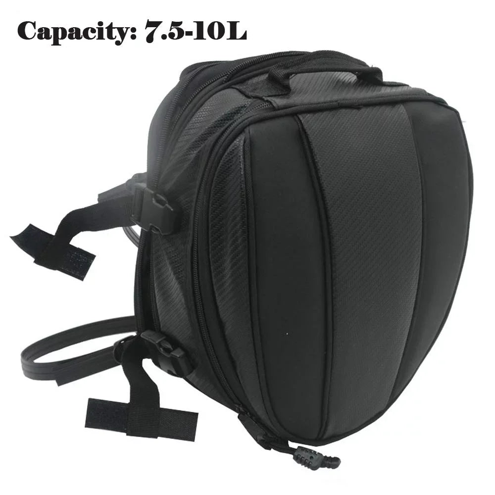 Motorcycle Rear Seat Tail Leather Pack Bag Expandable Luggage Bag PU
