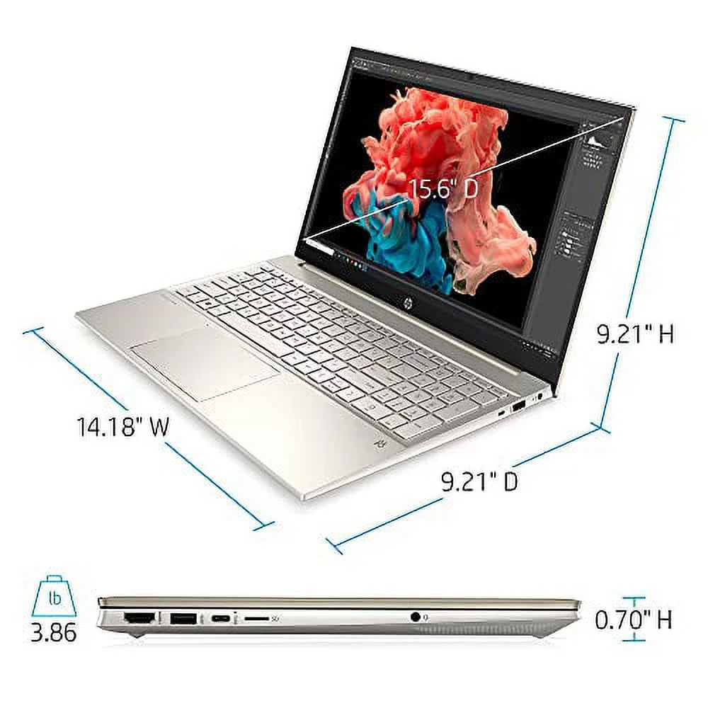 HP 2022 Pavilion 15.6" IPS FHD Touchscreen Laptop 4- i7-1165G7 Iris Xe Graphics 32GB RAM DDR4 1TB NVMe SSD USB-C WiFi AX Bluetooth HDMI Webcam Backlit Keyboard Windows 11 Pro w/RE USB