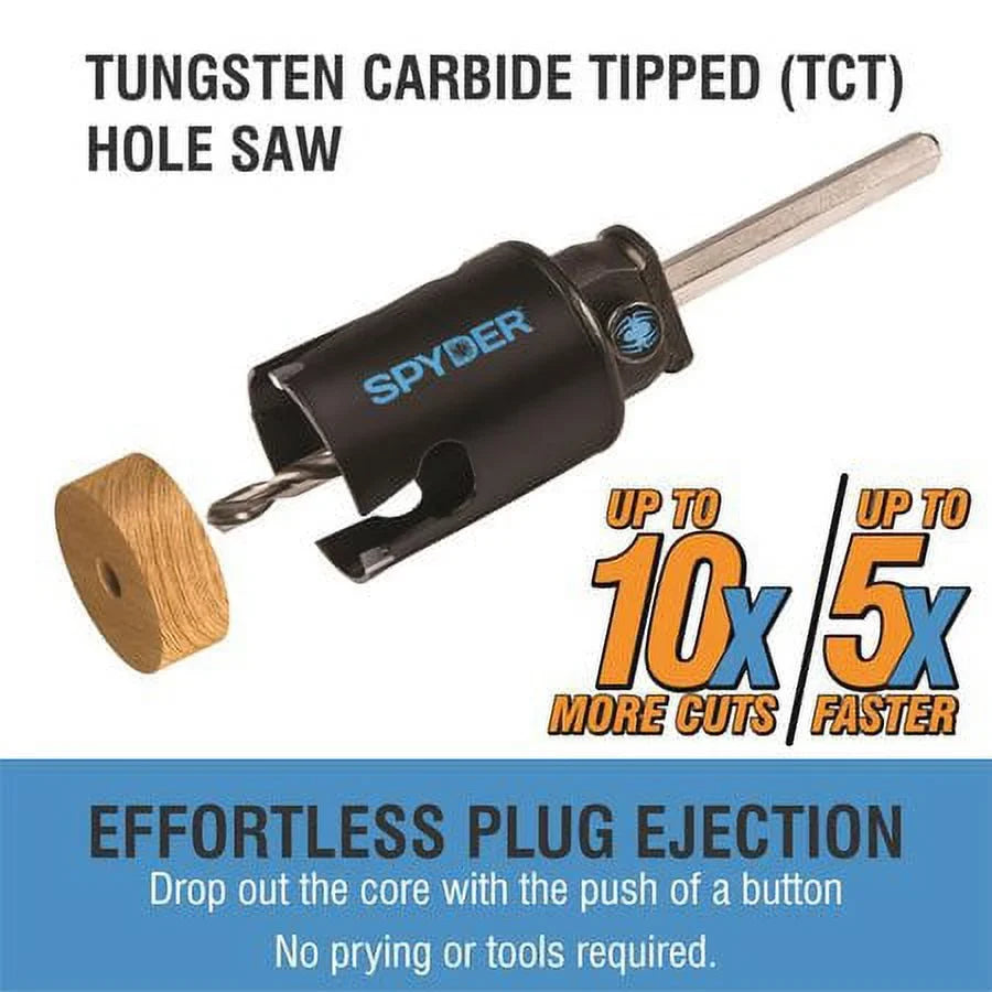 Spyder 600034H 3 in. Rapid Eject Tungsten Carbide Tipped Hole Saw, Black