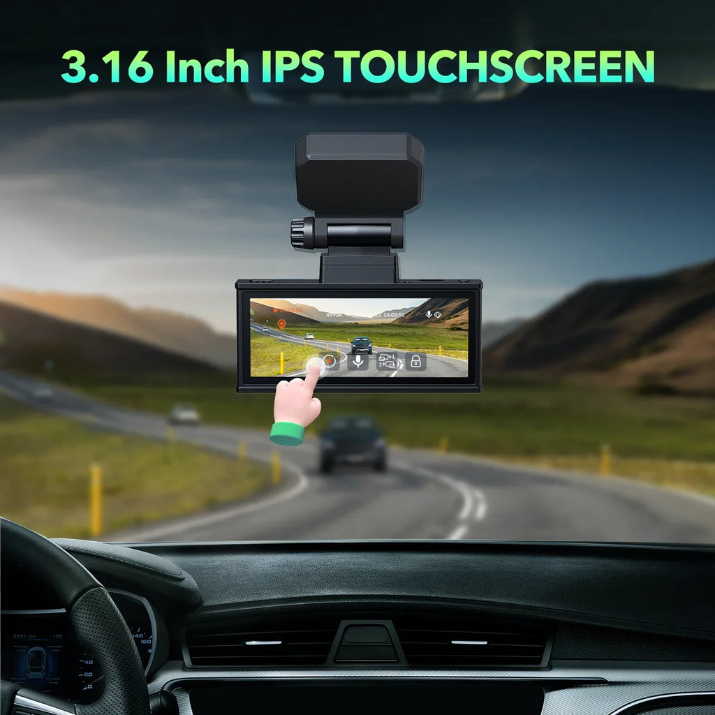 TOGUARD Dash Cam Front and Rear 4K+4K 5Ghz Wifi GPS, Dash Camera for Cars with 128G SD Card, 3.16" Touch Screen Dual Sony Night Vision Car Camera,Voice Commands, G-Sensor, APP