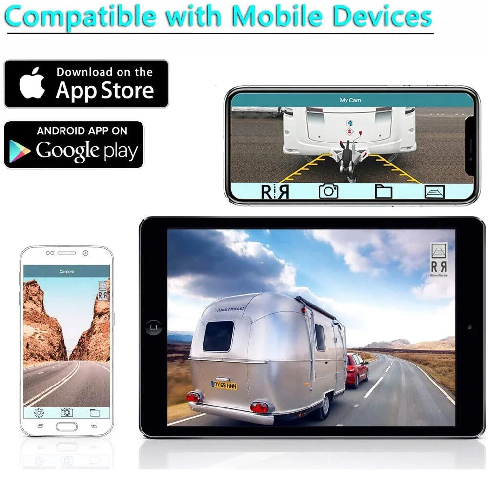 JLLOM Reliable Backup Camera, Magnetic WiFi Wireless, 9600mAh Battery, Front/Rear View