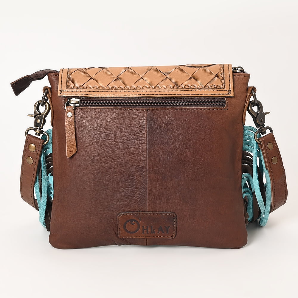 KB OHLAY MESSENGER Hand Tooled Crocodile Embossed Genuine Leather women bag western handbag purse