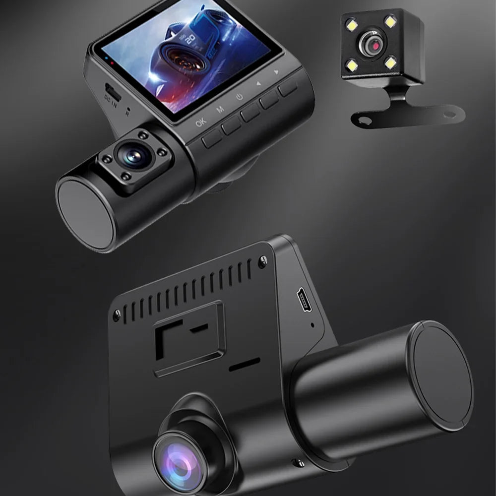 Pinnaco Dash Camera,Inside Rear Camera Dashcam Support 3-Lens Inside Rear Cam DVR Dash Camera Inch Screen 1080P DVR Dash Camera 2 Inch DVR 3-Lens 1080P 3-Lens 1080P Dash Nebublu