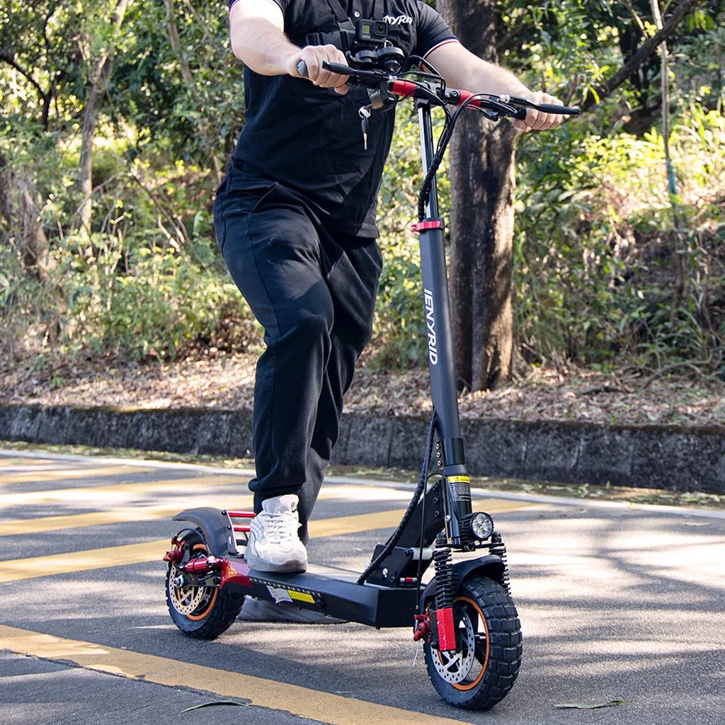 iENYRID Commuter E-Scooter Adult Electric Scooter with Seat, Folding Adult Electric Skateboard up to 330lbs and 28 Miles Long Range, 10 inch Off Road Tires 600W(Peak 800W)