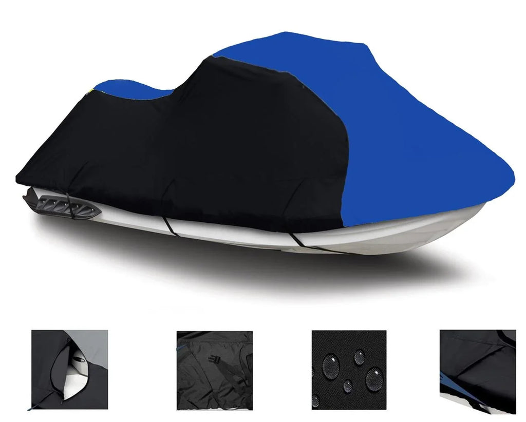 BLACK / BLUE HEAVY-DUTY, TOP OF THE LINE Coating Suitable for Kawasaki Jet Ski SS 750 / JH750 SS 1992 1993 1994 1995 1996 1997 PWC Jet Ski Protection 1-2 Seater