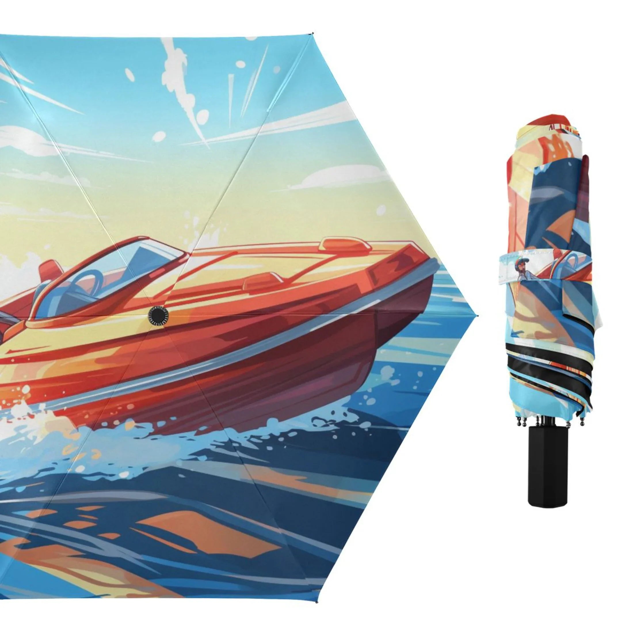 Ship Compact Folding Umbrella for Rain Windproof Travel Umbrella UPF 50+ Lightweight Packable Arc Size