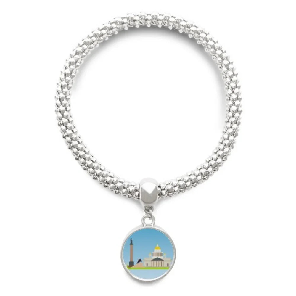 St. Petersburg Russia National Symbol Sliver Bracelet Pendant Jewelry Chain Adjustable Bangle
